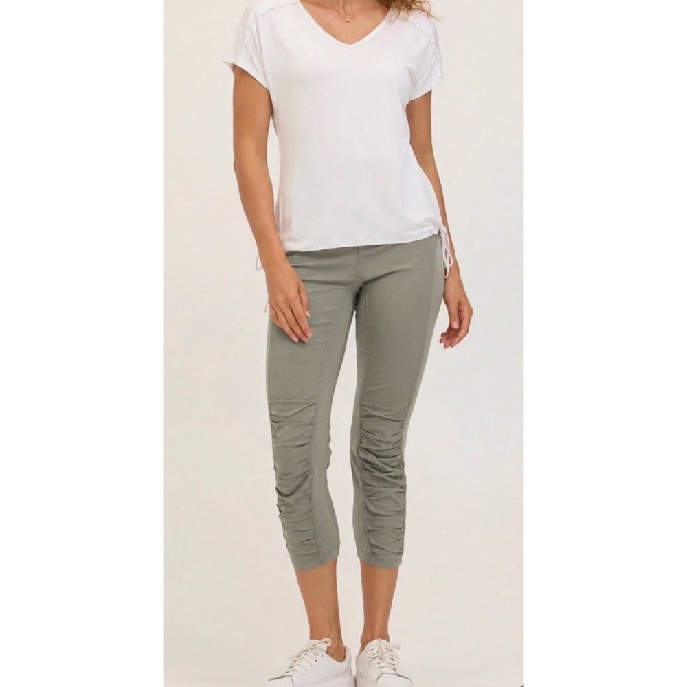 Wearables XCVI High Rise Jetter Crop Ruched Leggings Pant XL Olive Stretch NWT - Picture 8 of 9